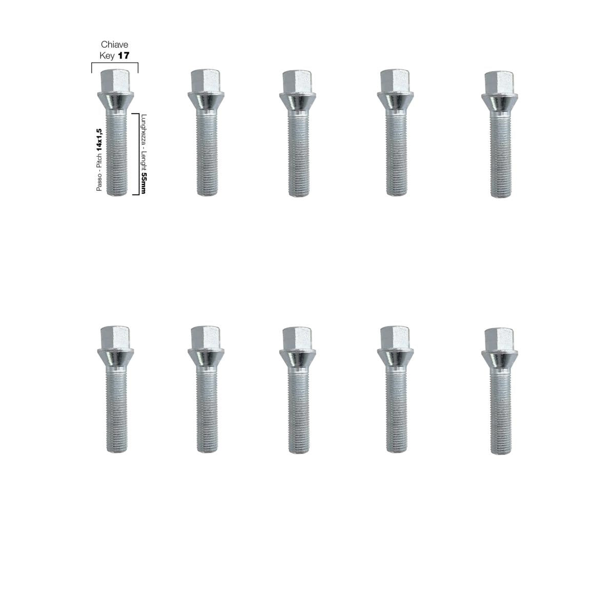 10 bulloni ch.17 141.5 l.55mm