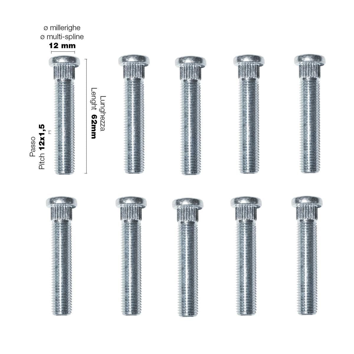 10 colonnette a piantaggio 12X1.5 l.67mm