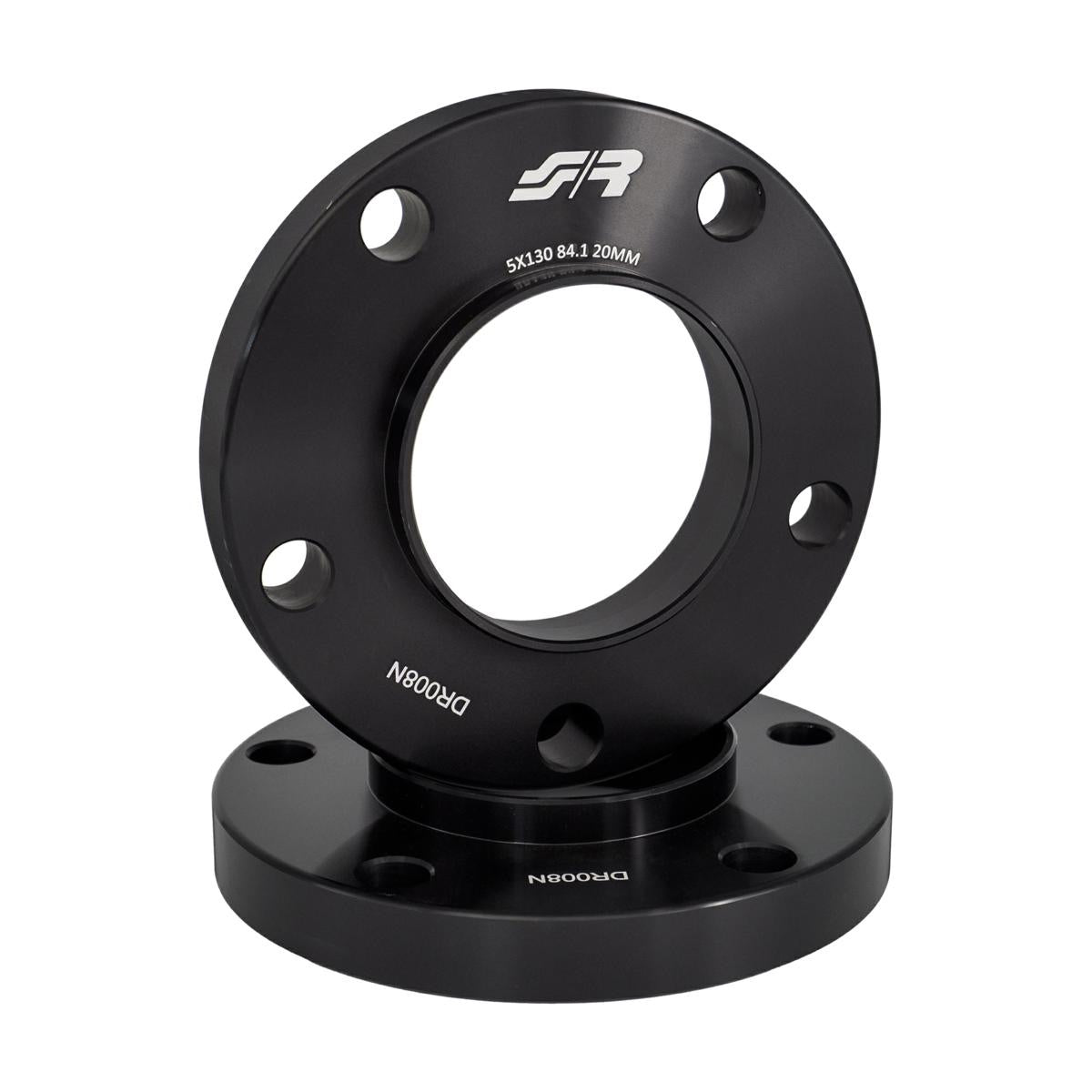 2 distanziali alluminio nero 20mm 5x130 centraggio 84,1