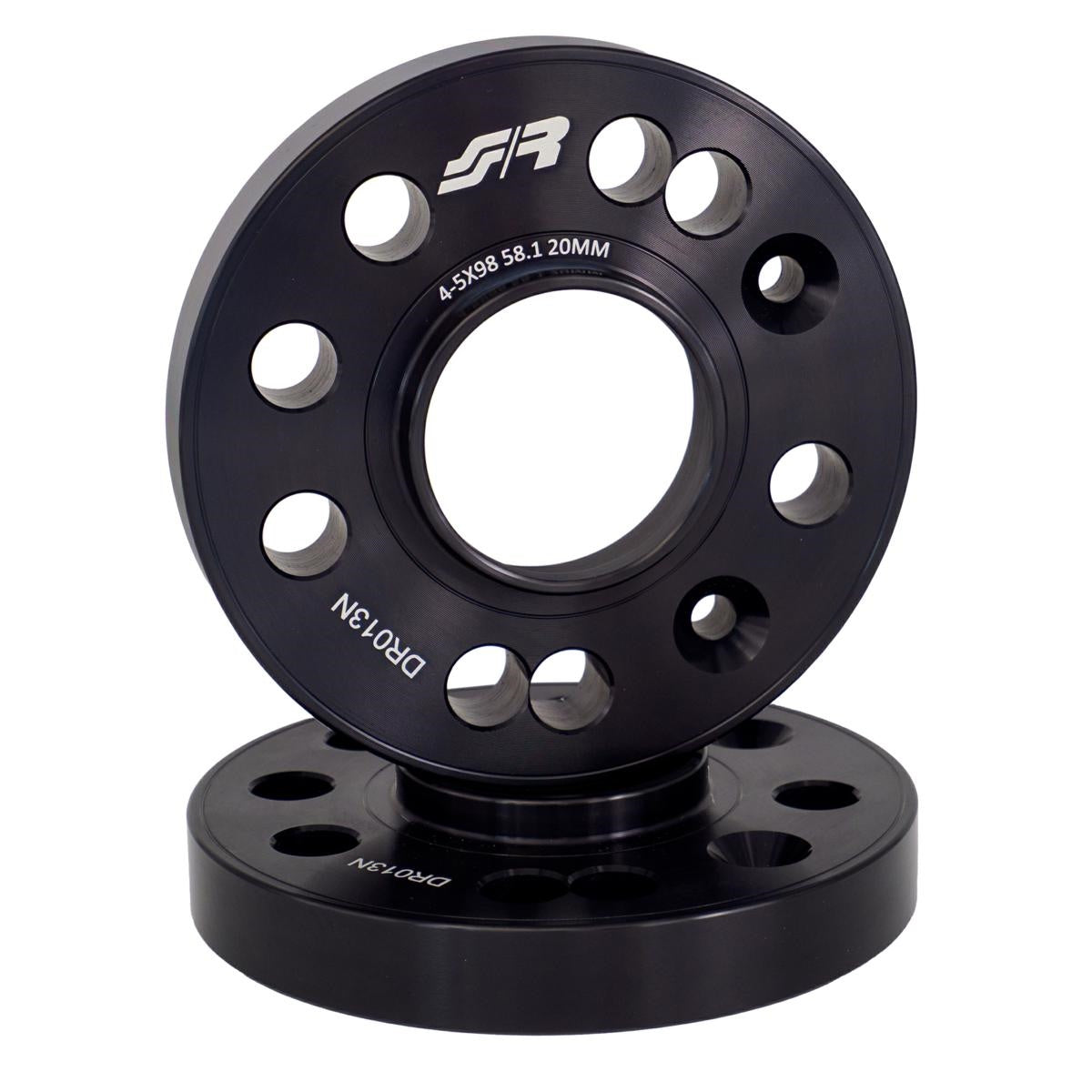 2 distanziali alluminio nero 20mm 4/5x98 centraggio 58,1