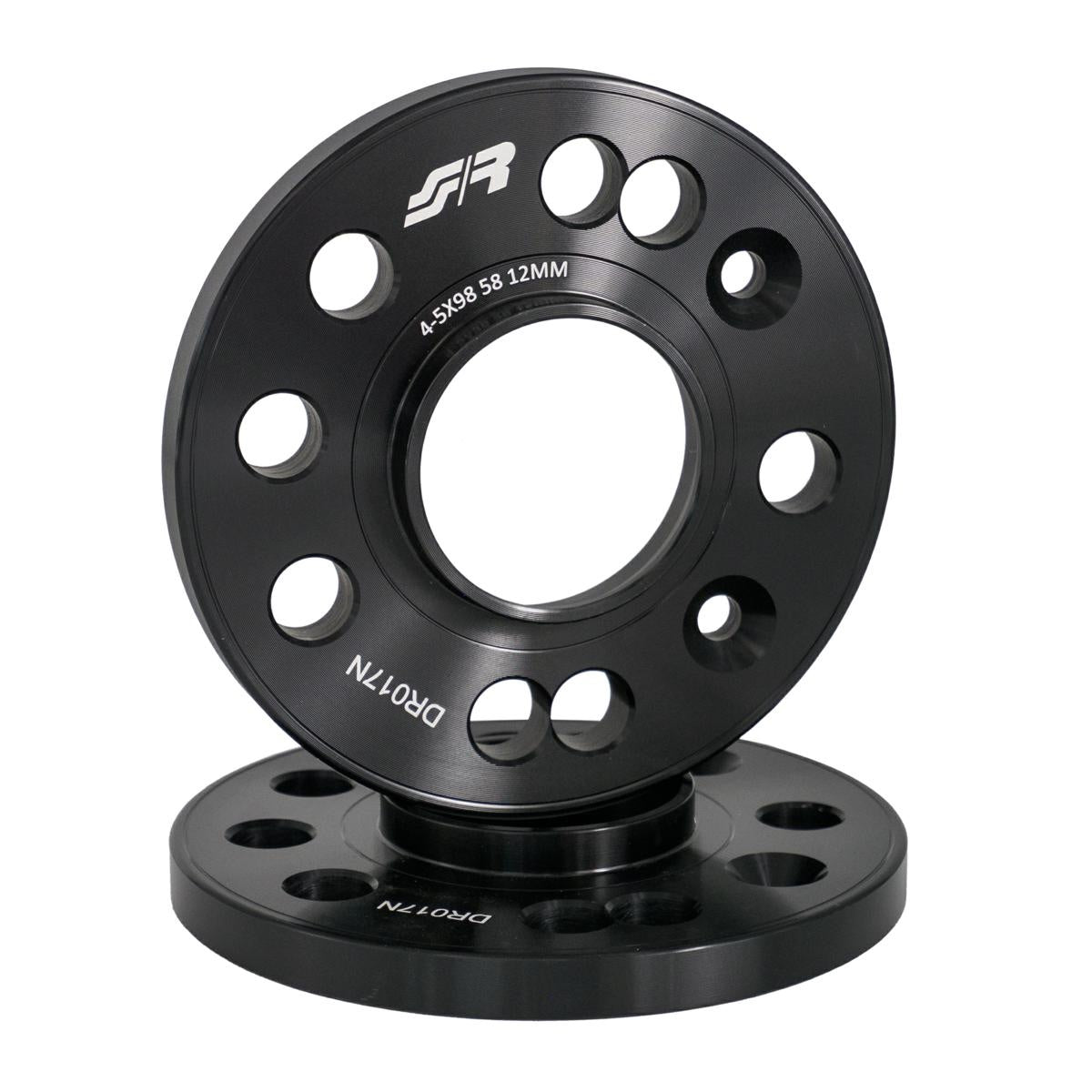 2 distanziali alluminio nero 12mm 4-5x98 mozzo 58,1