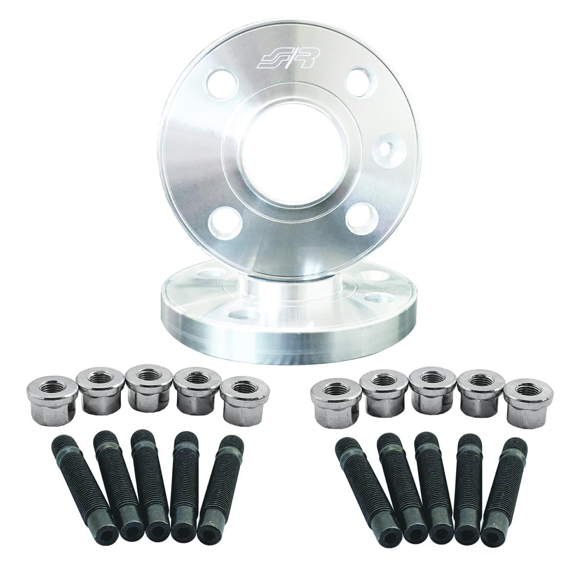 2 distanziali ruota 20mm 4x108 65,1 con bull.e dadi piatti
