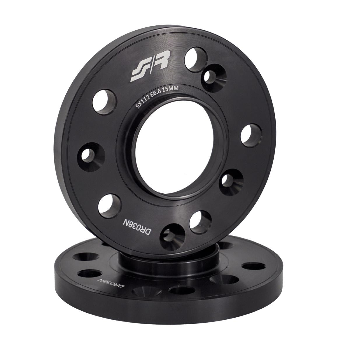 2 distanziali alluminio nero 15mm 5x112 mozzo 66,6