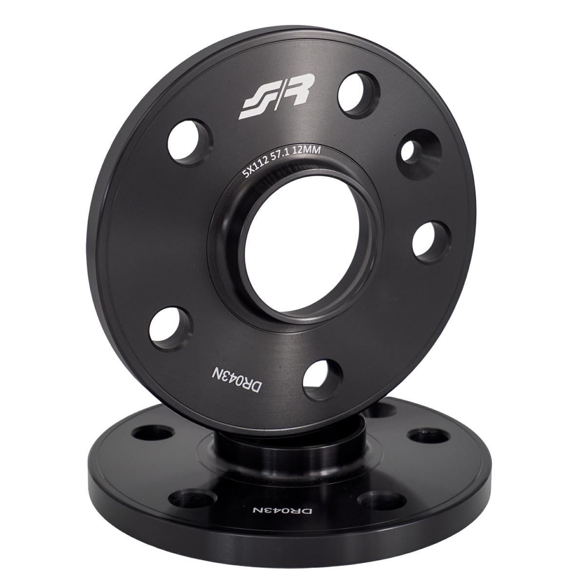 2 distanziali alluminio nero 12mm 5x112 mozzo 57,1