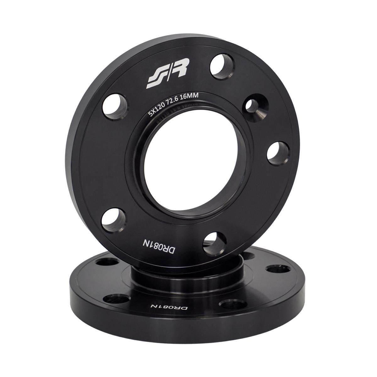 2 distanziali alluminio nero 16mm 5X120 mozzo 72,6