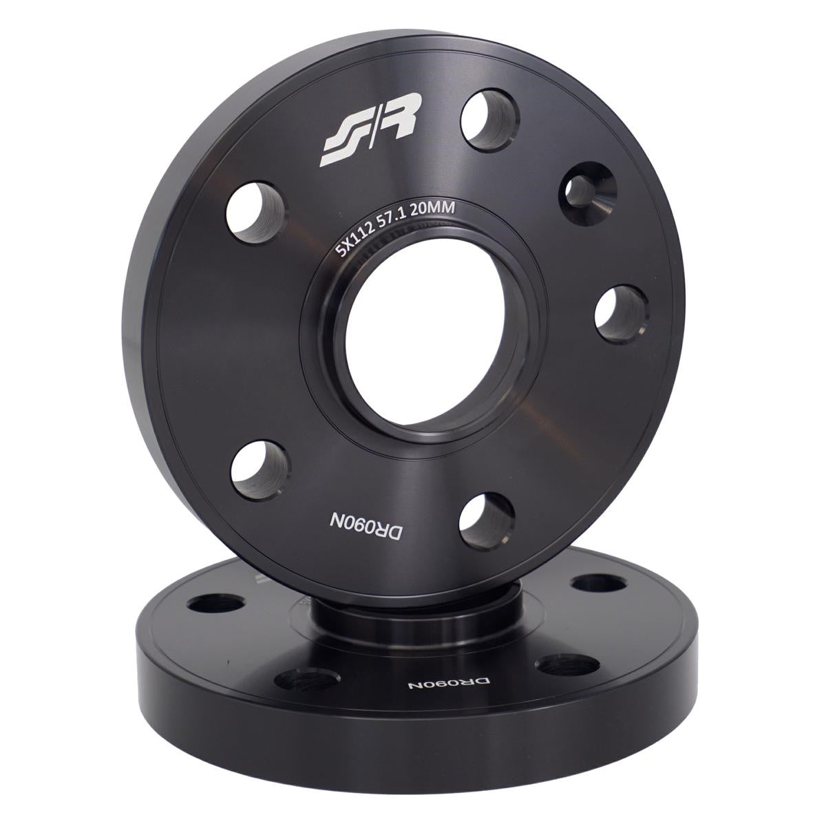 2 distanziali alluminio neri 20mm 5X112 mozzo 57,1