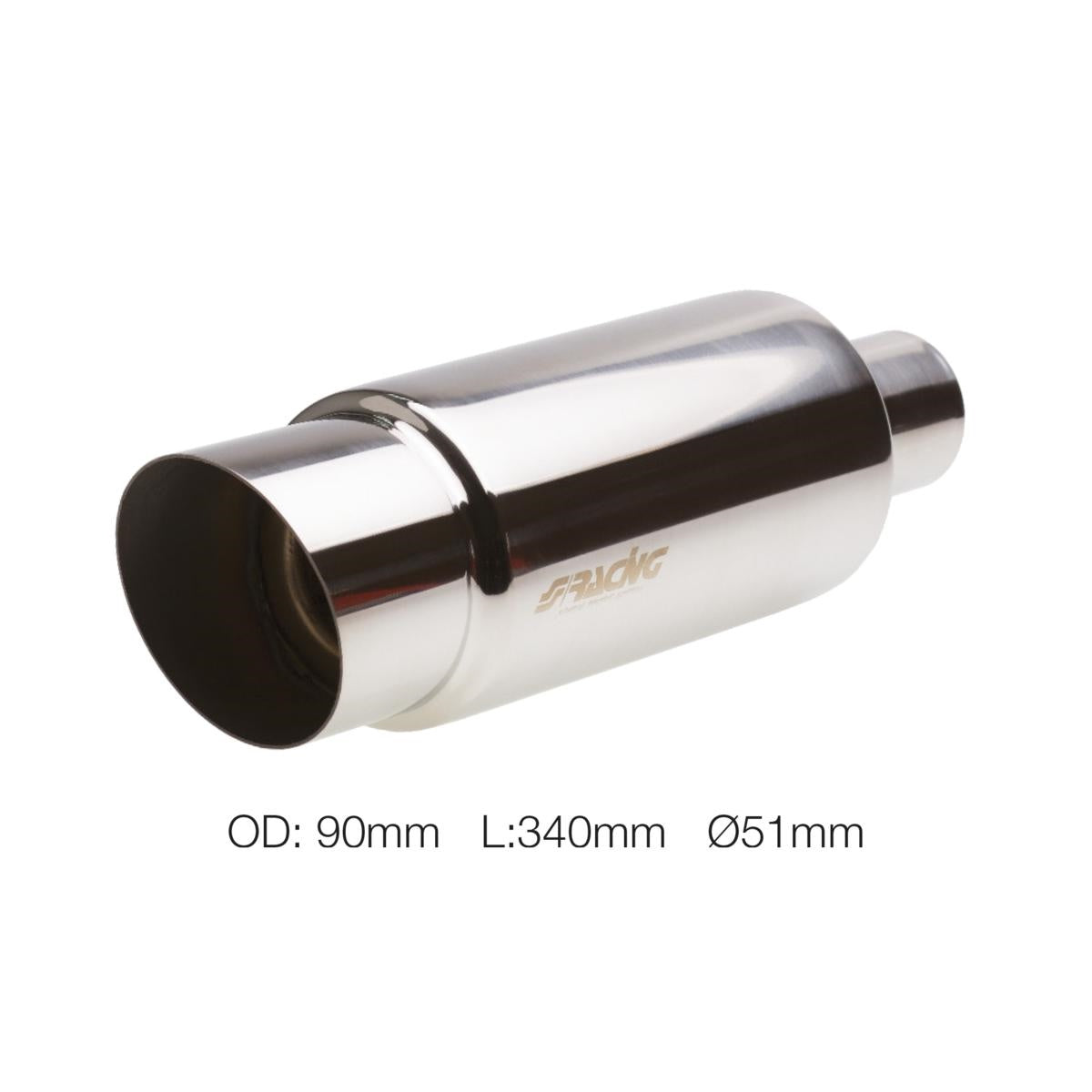 Marmitta rotonda id 51mm inclinata acciaio inox