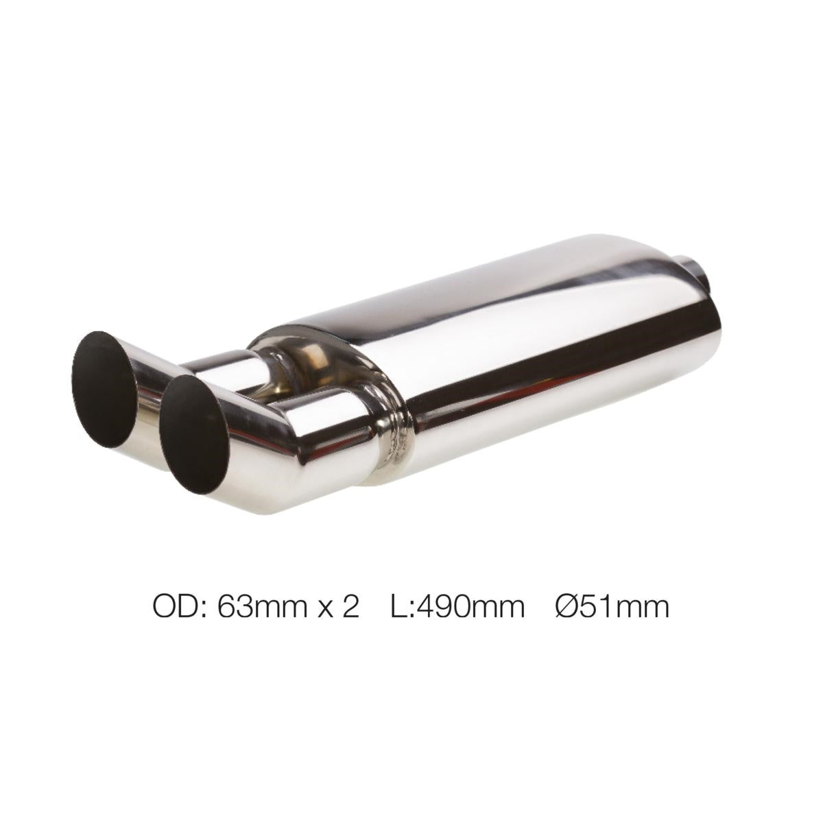 Marmitta rotonda id 51mm doppia DTM acciaio inox
