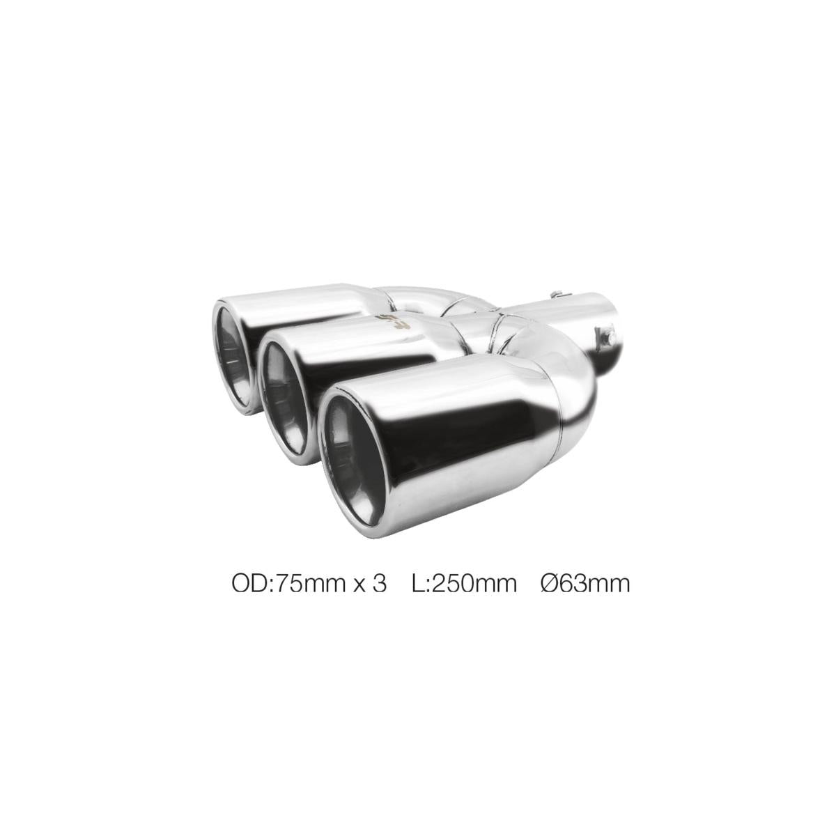 Terminale rotondo id 63mm tre uscite acciaio inox