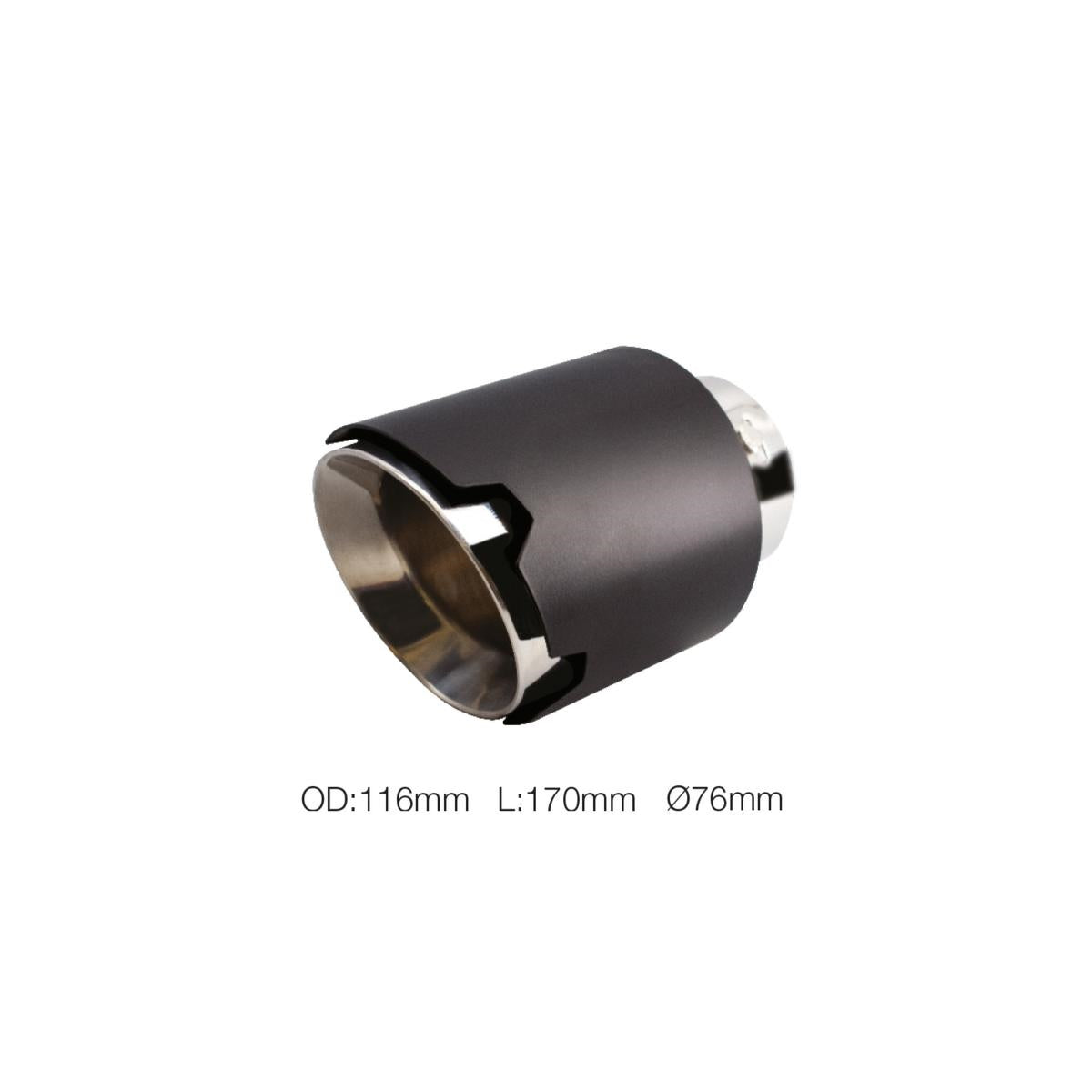 Terminale rotondo id 76mm acciaio inox nero