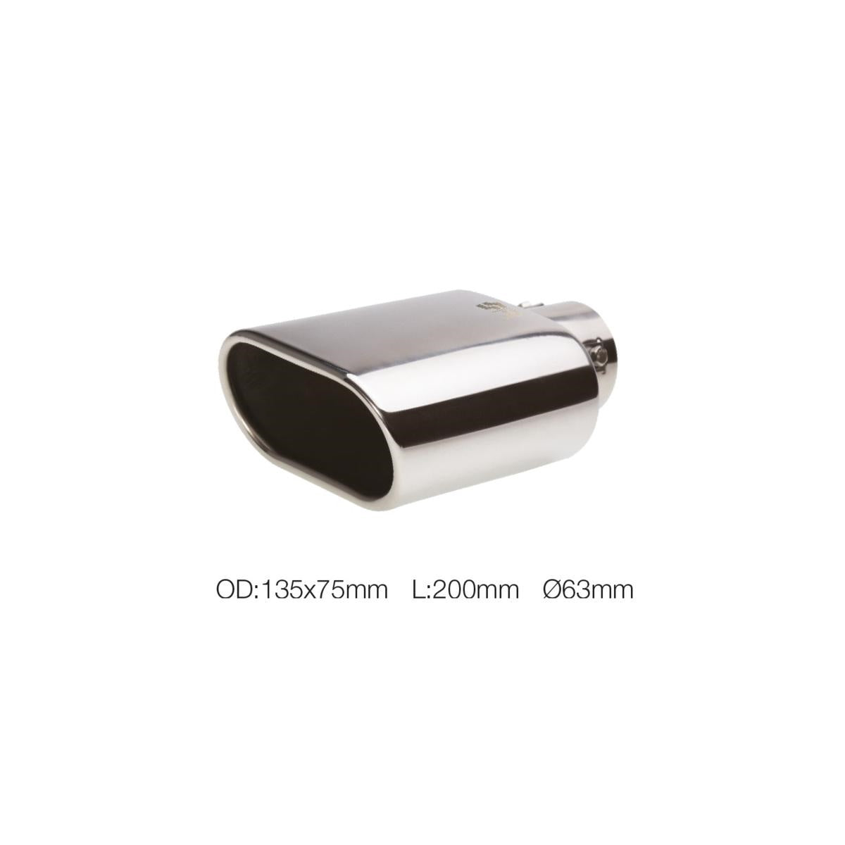 Terminale rettangolare id 63mm inclinato acciaio inox