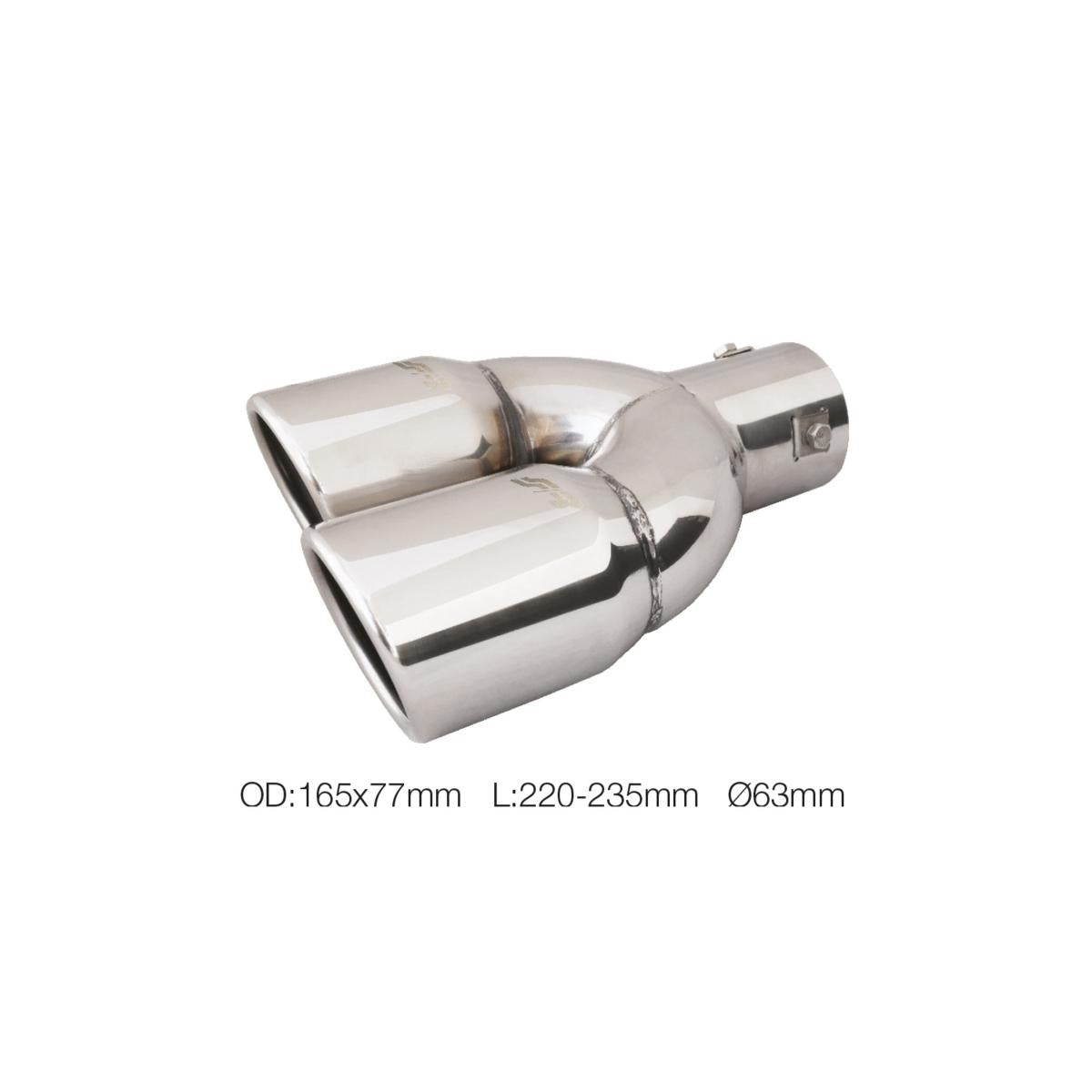 Terminale rotondo id 63mm doppio inclinato disassato acc inox