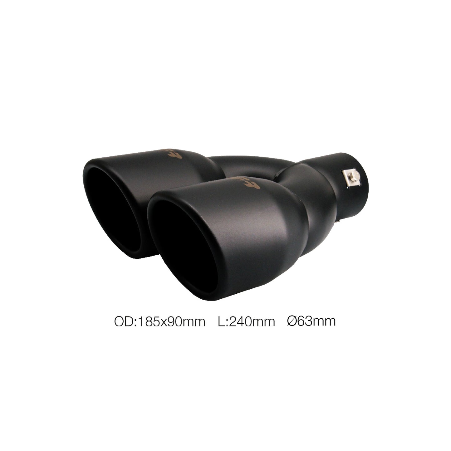 Terminale rotondo id 63mm doppio acciaio inox nero