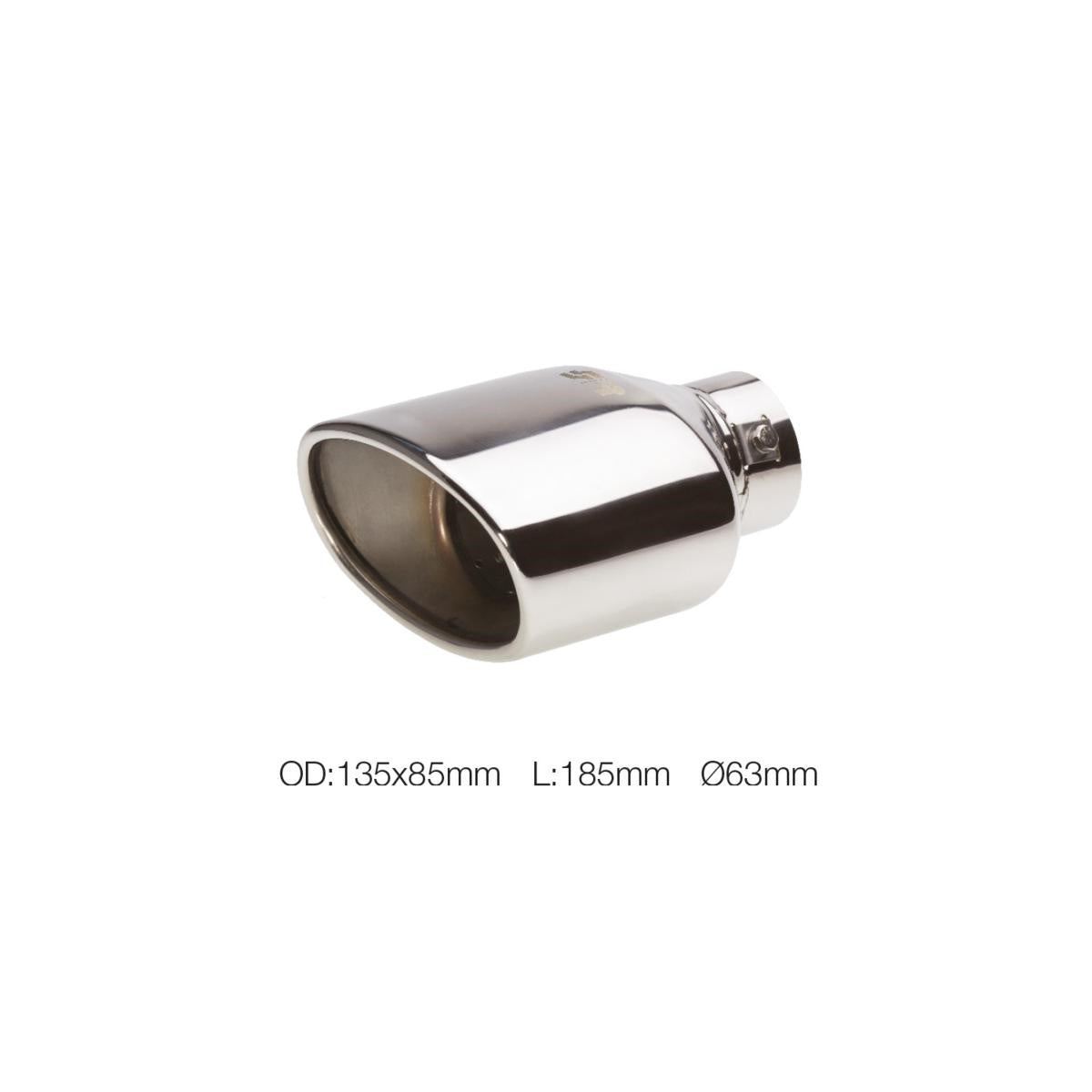 Terminale ovale id 63mm inclinato acciaio inox