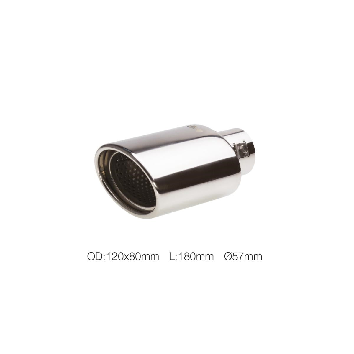 Terminale ovale id 57mm inclinato acciaio inox