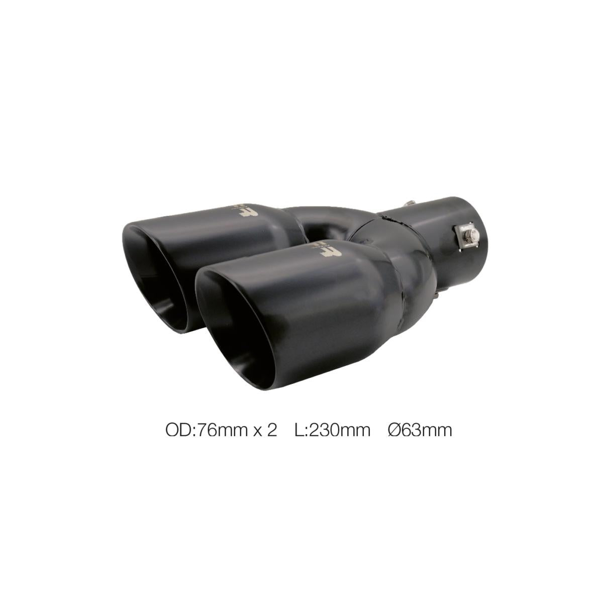 Terminale rotondo id 63mm doppio inclinato acciaio inox nero