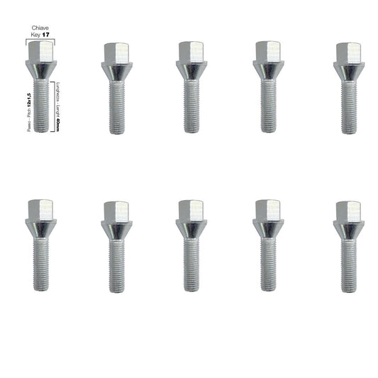 10 bulloni ch.17 12x1.5 l.40mm