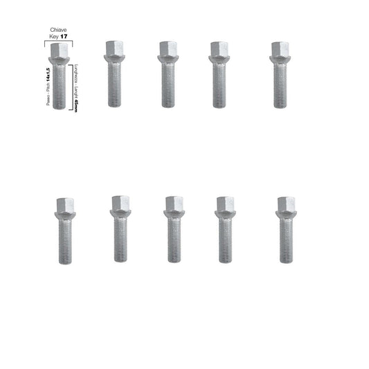 10 bulloni ch.17 14x1.5 l.45mm sferici