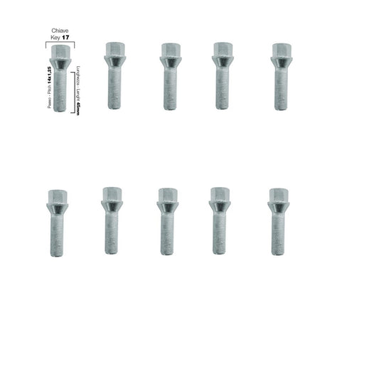 10 bulloni ch.17 14x1.25 l.45mm