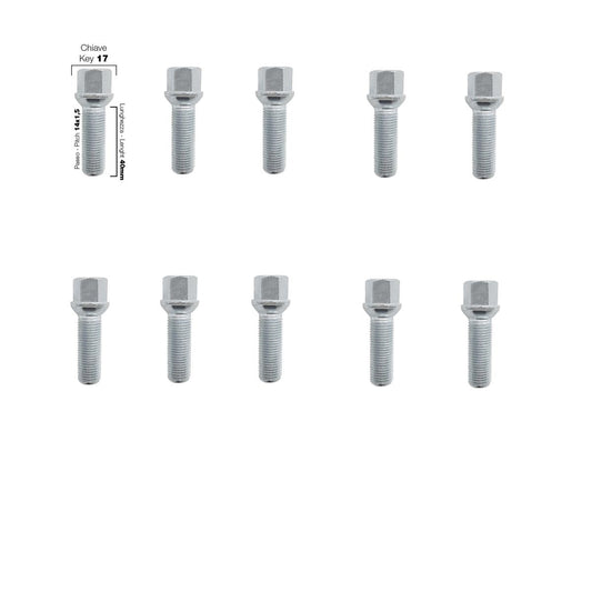 10 bulloni ch.17 14x1.5 l.40mm sferici
