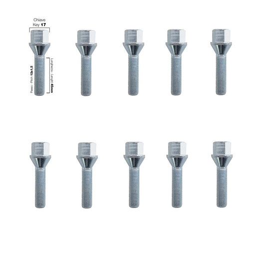 10 bulloni ch.17 12x1.5 l.45mm