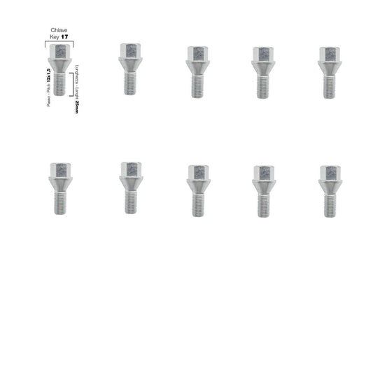 10 bulloni ch.17 12X1.5 l.25mm