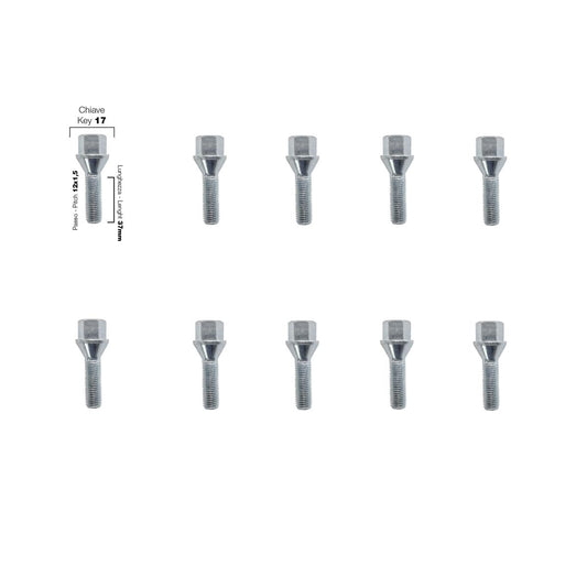 10 bulloni ch.17 12x1.5 l.37mm