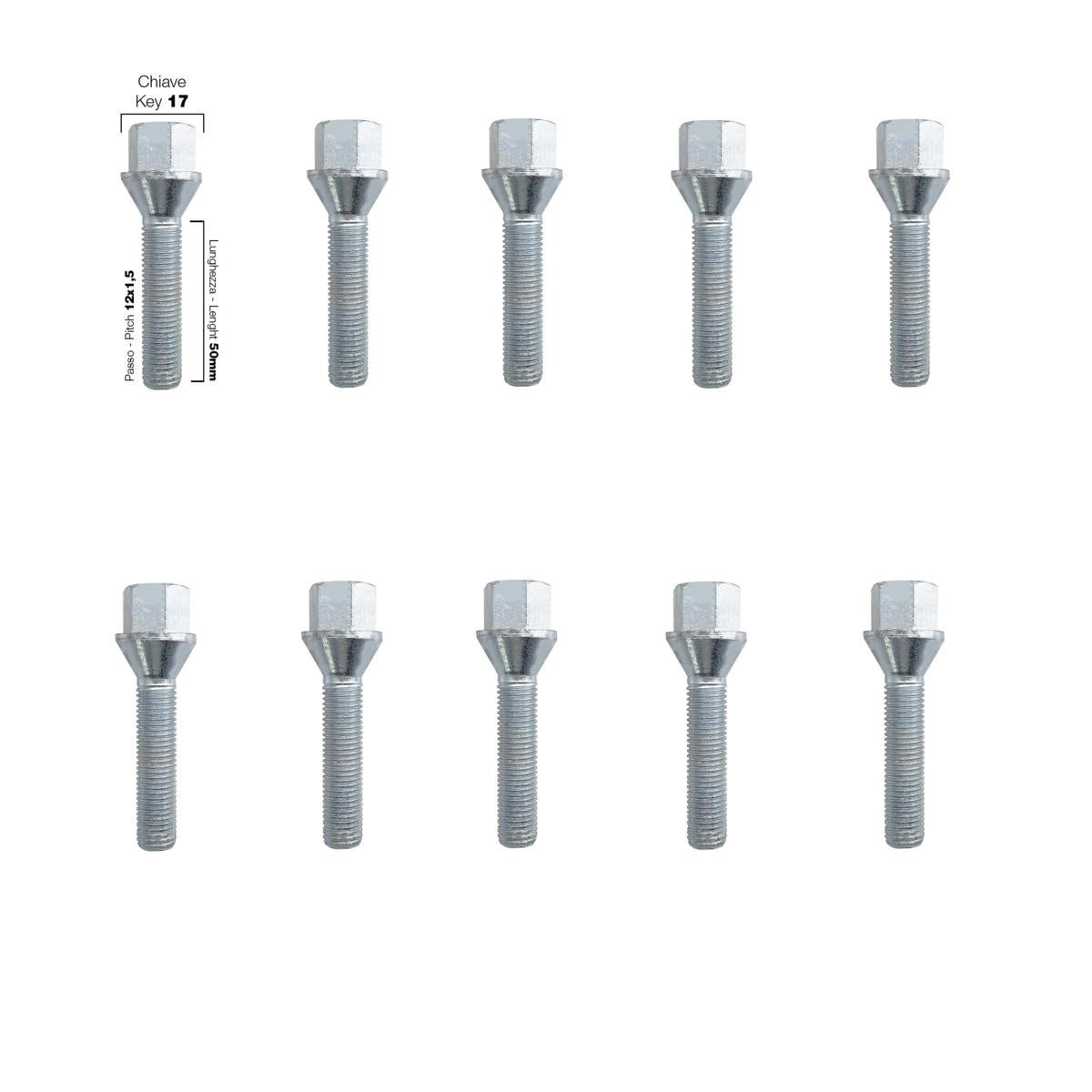 10 bulloni ch.17 12x1.5 l.50mm