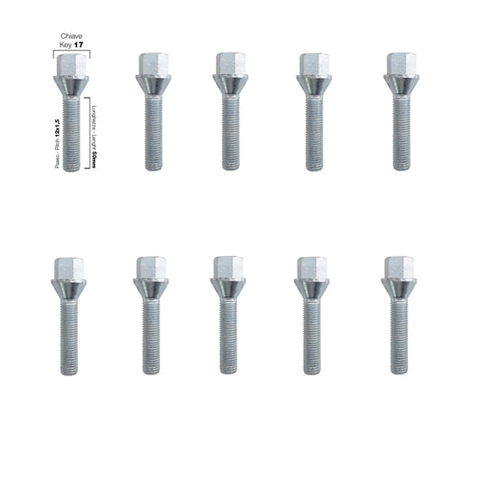 10 bulloni ch.17 12x1.5 l.50mm