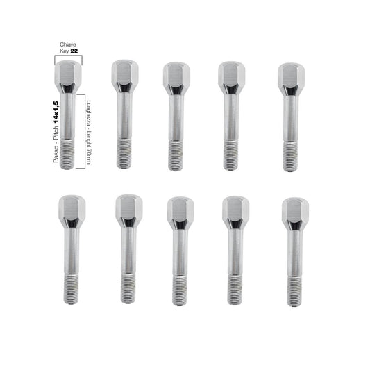 10 bulloni ch.22 14x1.5 l.70 mm