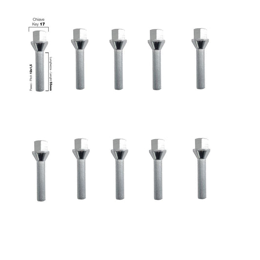 10 bulloni ch.17 12x1.5 l.55mm