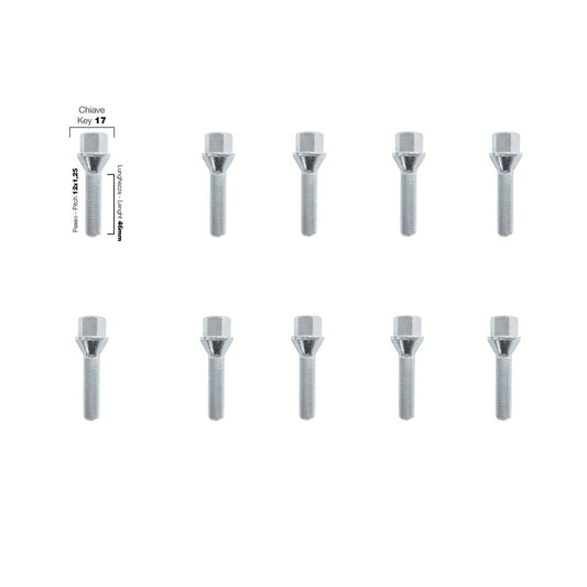 10 bulloni ch.17 12x1.25 l.46mm