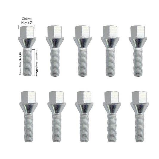 10 bulloni ch.17 12x1.25 l.35mm