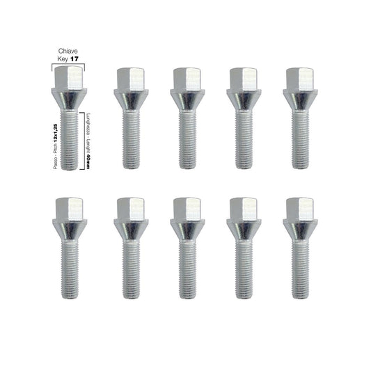 10 bulloni ch.17 12x1.25 l.40mm
