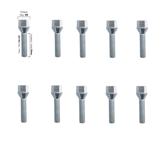 10 bulloni ch.19 12x1.25 l.50mm