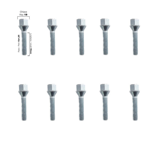 10 bulloni ch.19 12x1.25 l.55mm