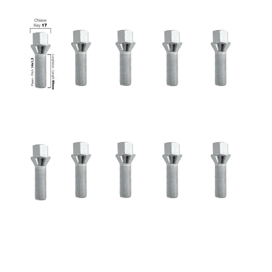10 bulloni ch.17 14x1.5 l.40mm