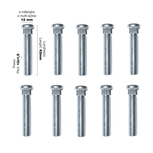 10 colonnette a piantaggio 12X1.5 l.67mm