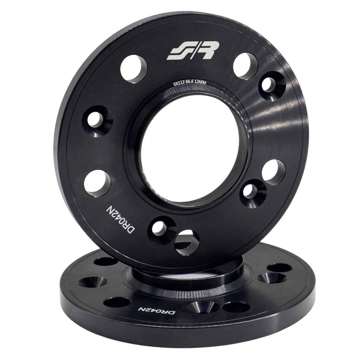 2 distanziali alluminio nero 12mm 5x112 mozzo 66,6