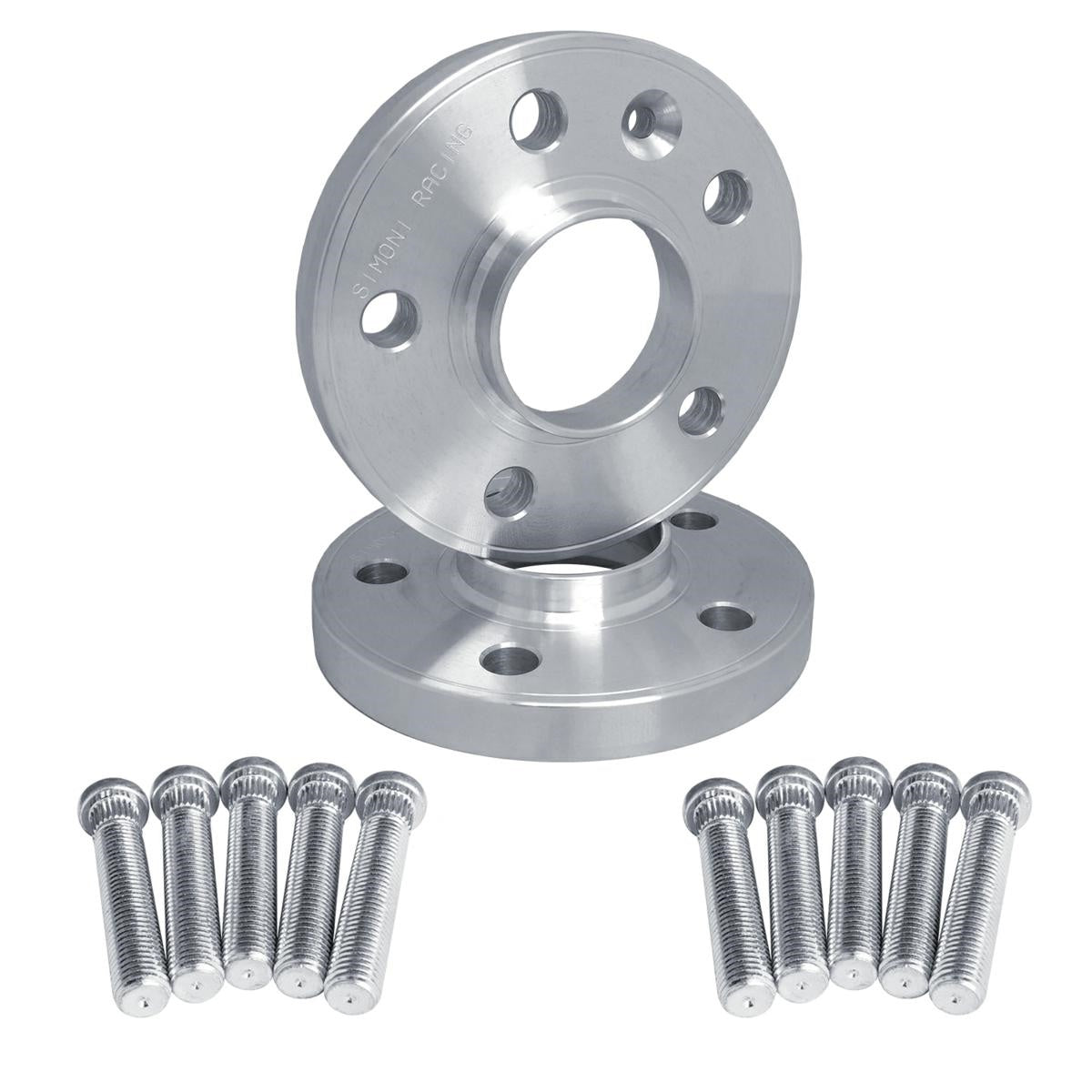 2 distanziali alluminio 20mm 5x114,3 mozzo 60,1 con bulloneria