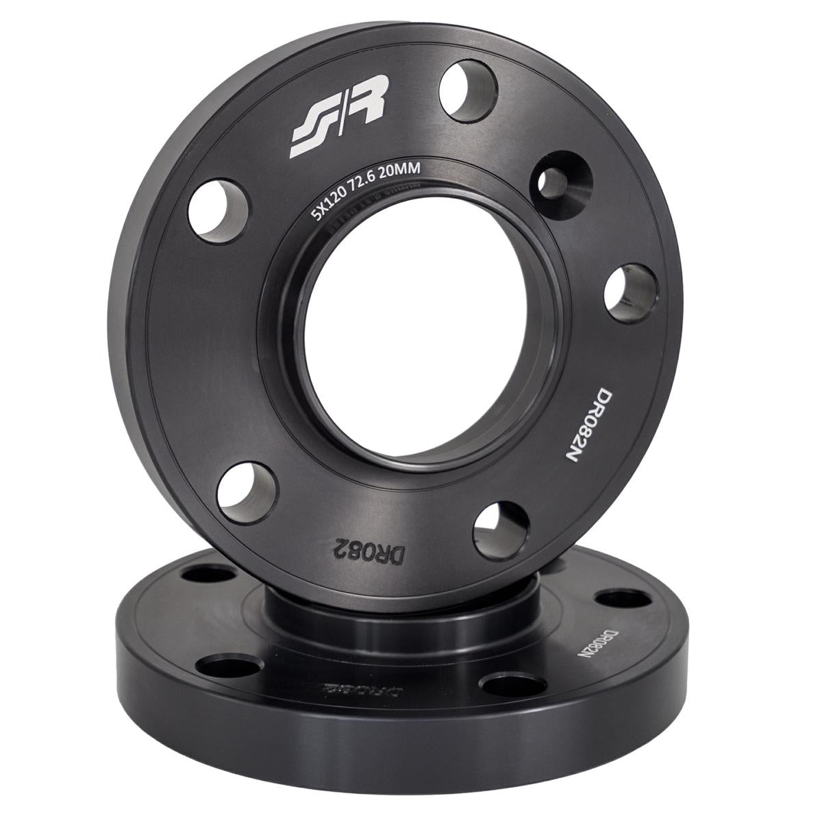 2 distanziali alluminio nero 20mm 5X120 mozzo 72,6