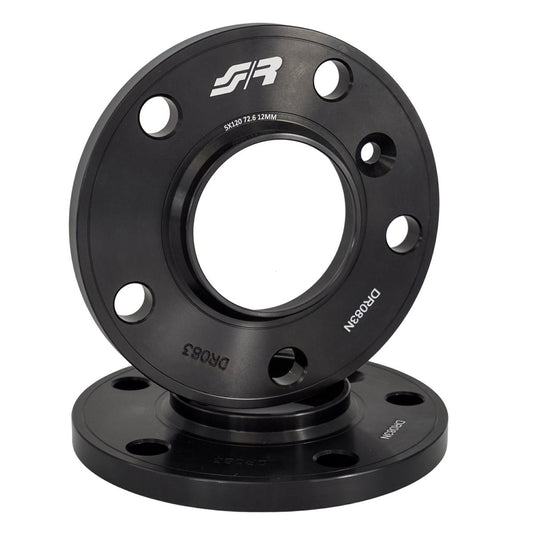 2 distanziali alluminio nero 12mm 5X120 mozzo 72,6