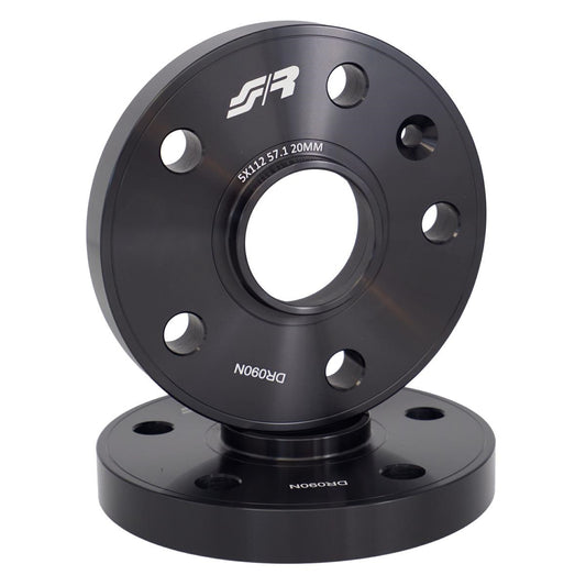 2 distanziali alluminio neri 20mm 5X112 mozzo 57,1