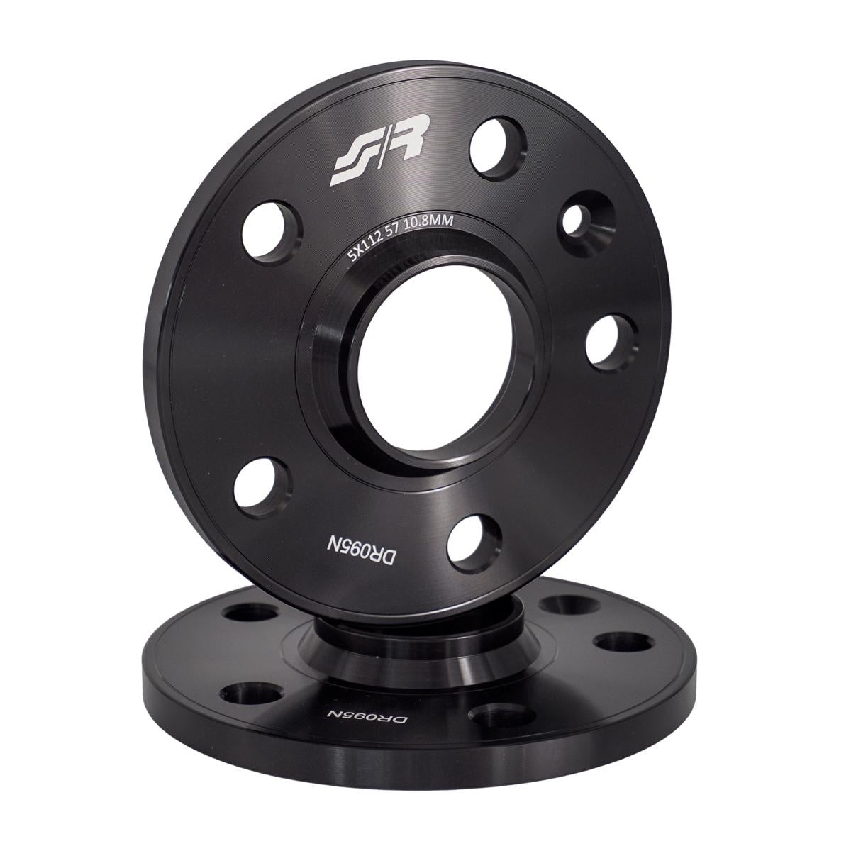 2 distanziali alluminio nero 10mm 5x112 mozzo 57,1