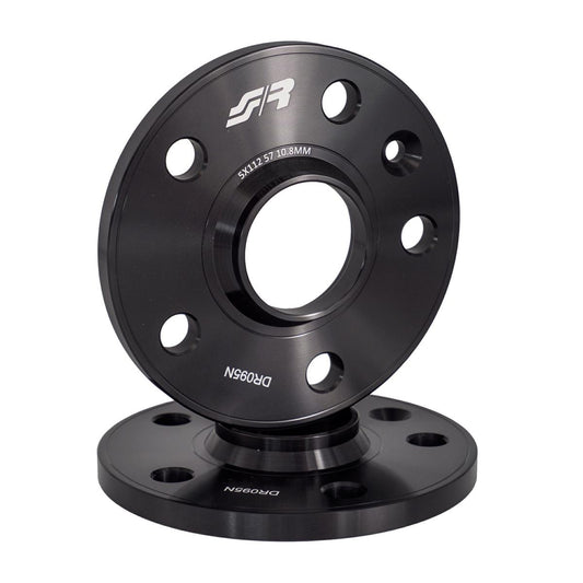 2 distanziali alluminio nero 10mm 5x112 mozzo 57,1