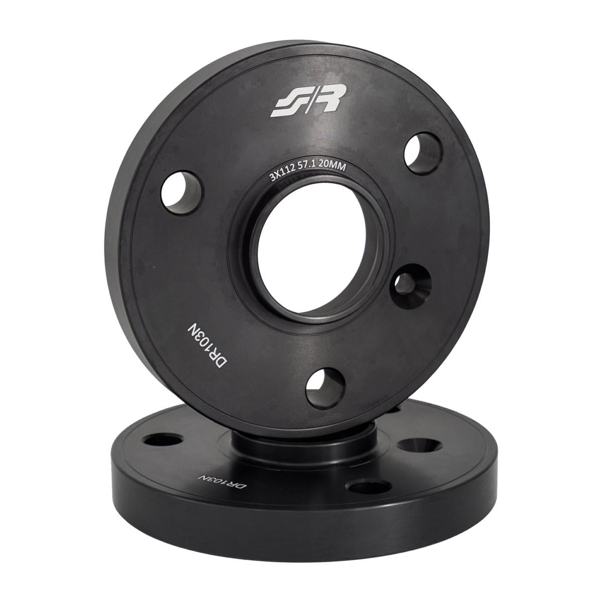 2 distanziali alluminio nero 20mm 3x112 mozzo 57,1