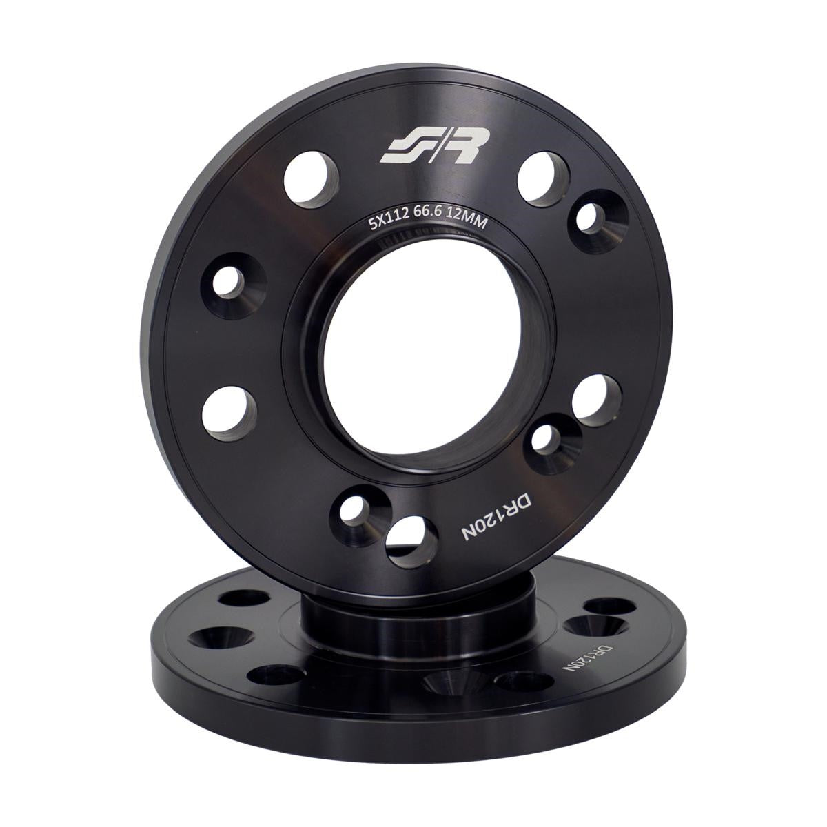 2 distanziali neri alluminio 12mm 5x112 centraggio 66,6