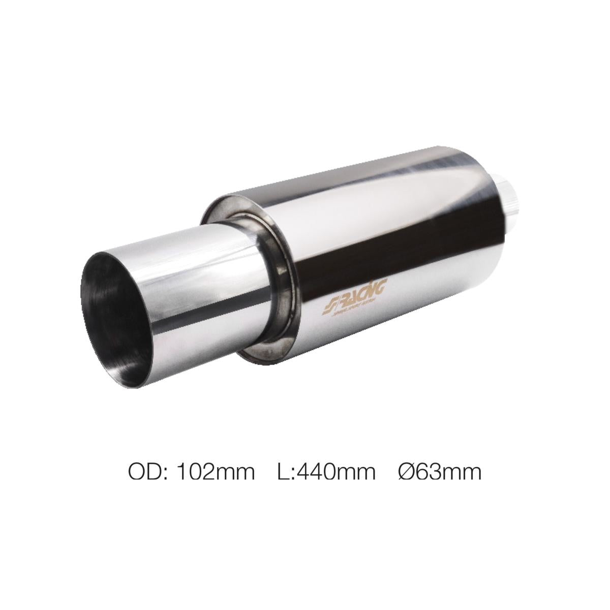 Marmitta rotonda id 63mm dritta acciaio inox