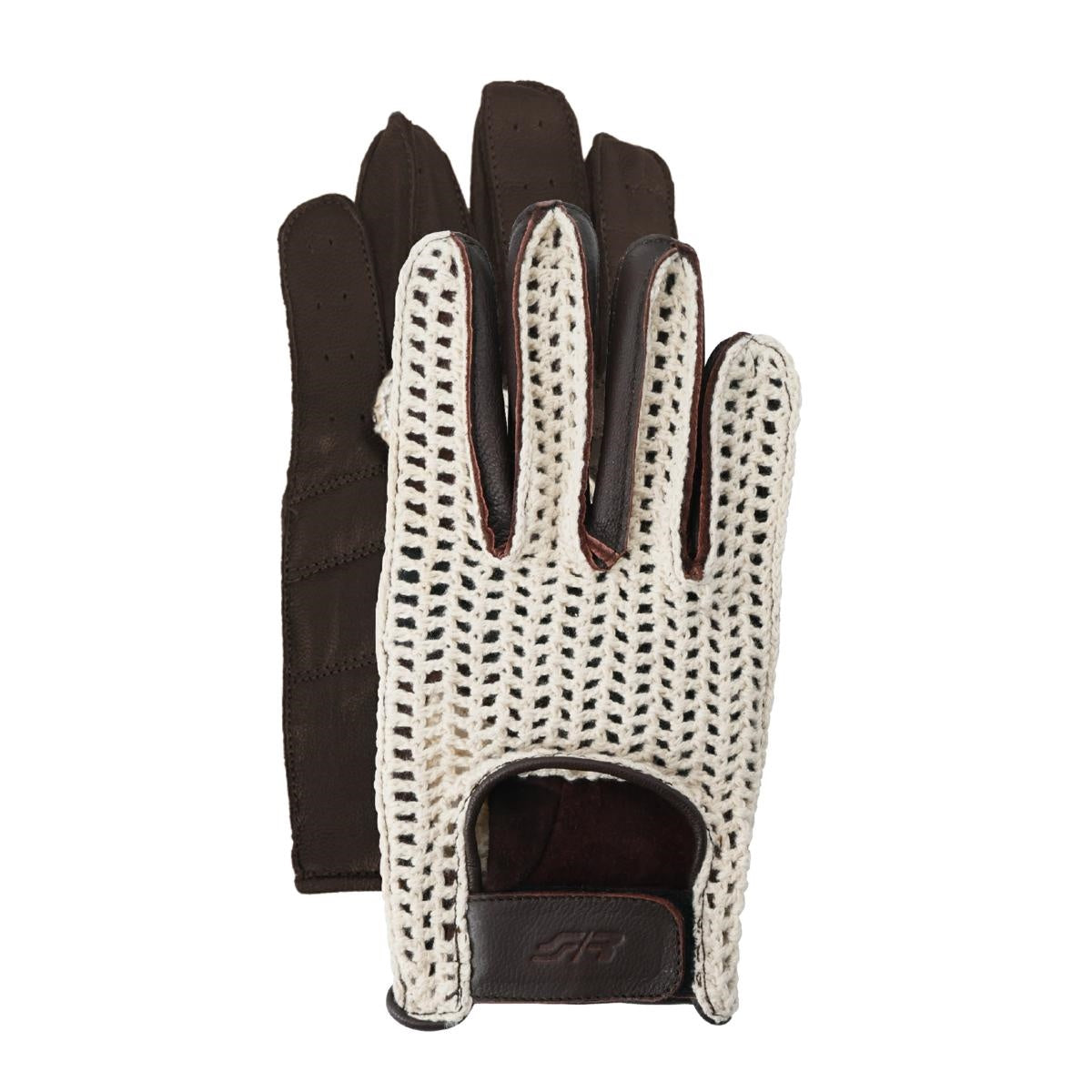 Guanti Vintage marroni con rete tg.L