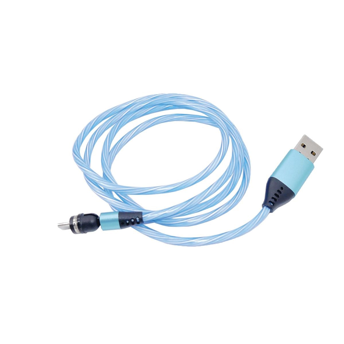 Cavo caricatore a led blu con rotazione a 360°